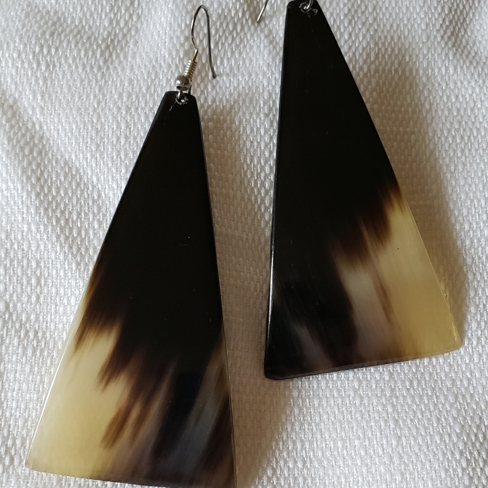 Triangular Cow Horn Earrings
